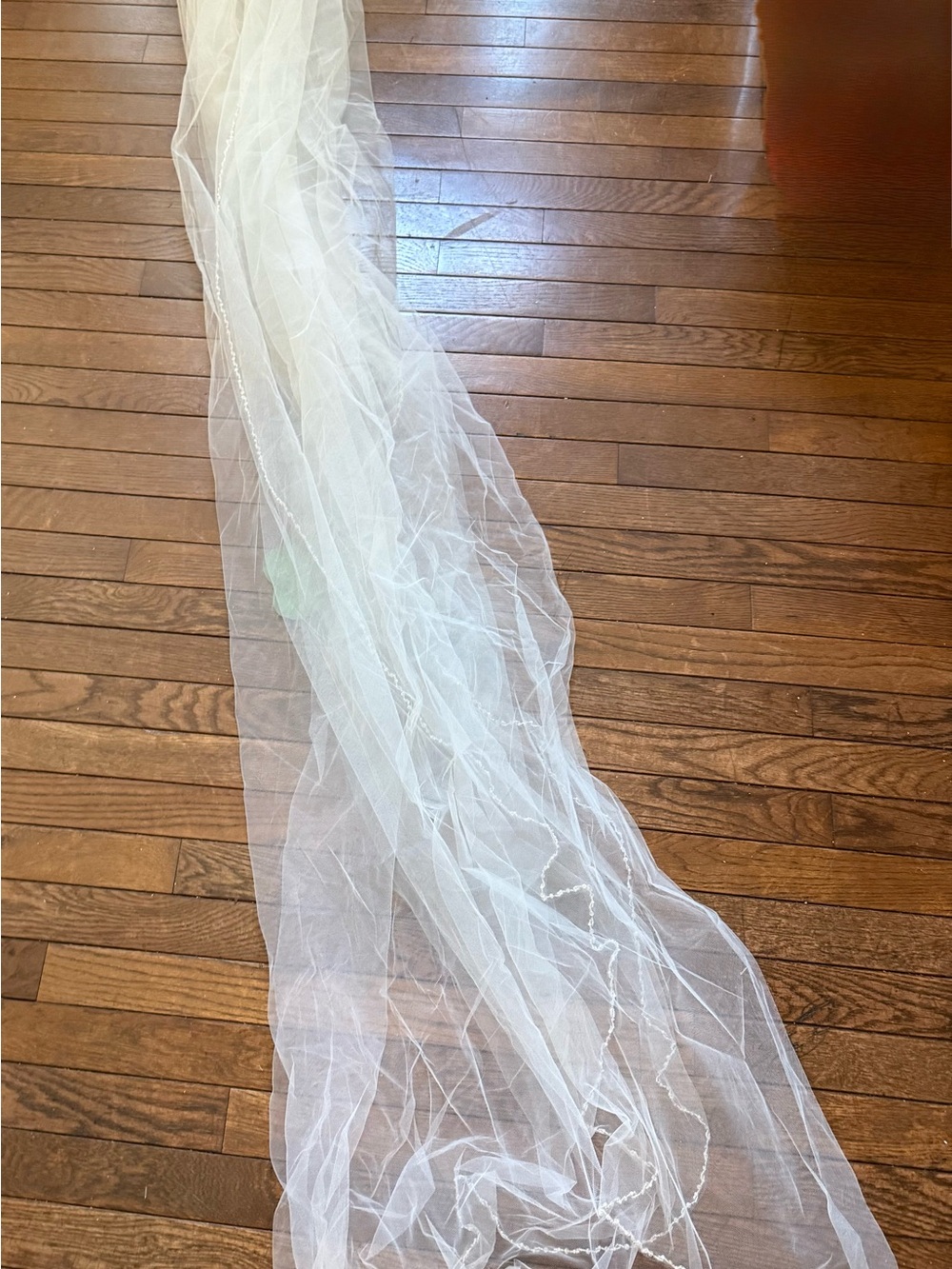 Cream Cathedral length beaded wedding  veil